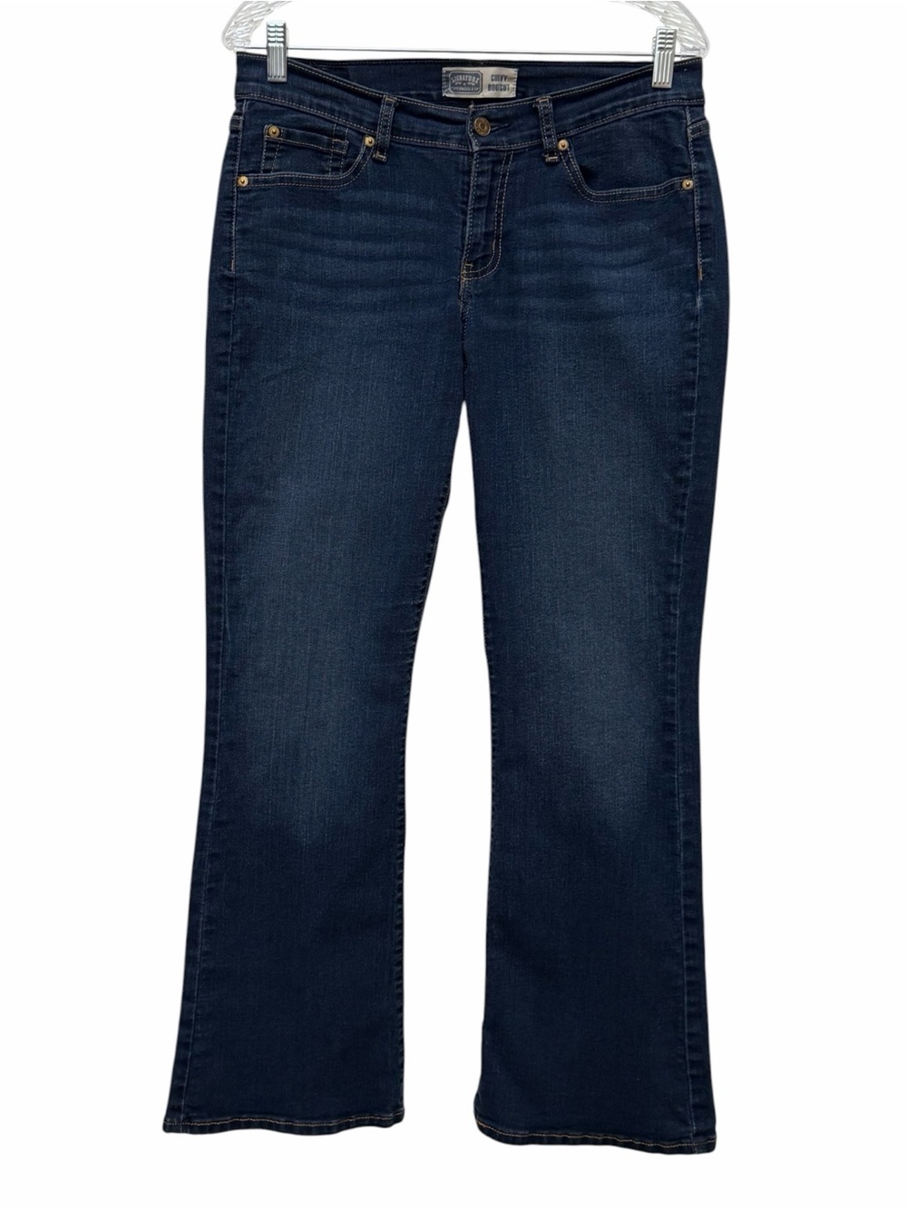 Levi's Signature Womens Med Blue Curvy Bootcut Stretch Denim Jeans Size 12 Short